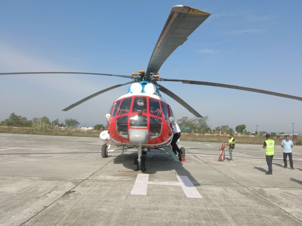 Helicopter parked on the helipad